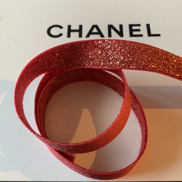 100% Genuine Chanel Ribbon dark Pink & gold 2 Yards 6 feet 72 inches - Picture 5 of 9